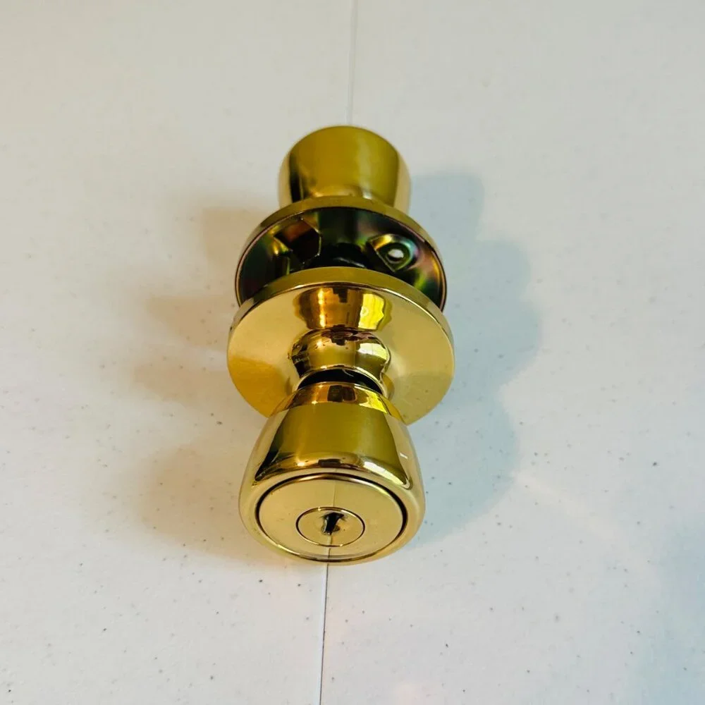 Design House Terrace Lockset Polished Brass Finish Keyed Entry Door Knob